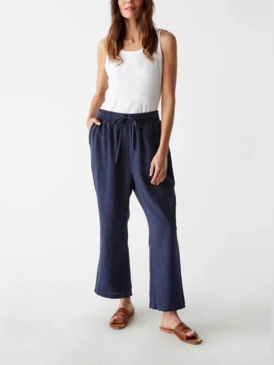 Michael Stars Pants - Michael Stars Nolan 100% Linen Drawstring Pants Nocturnal Navy Size XS